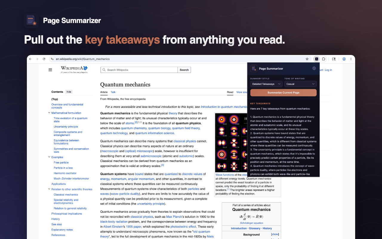 Key takeaways from a Wikipedia article