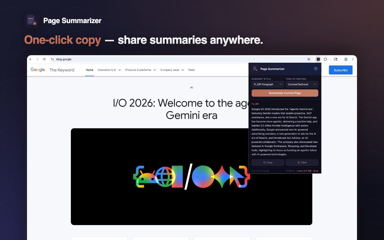 One-click copy summaries